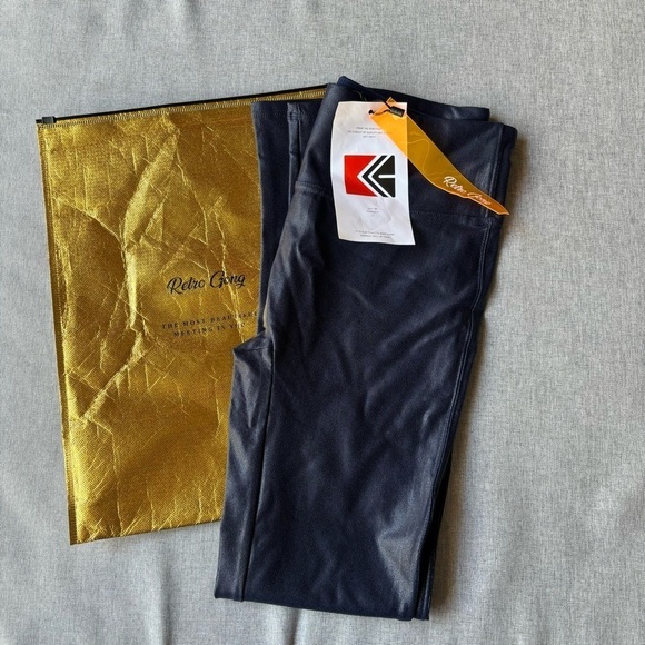 Retro Gong Faux Leather Leggings Stretch High Waisted Pleather - Picture 3 of 8